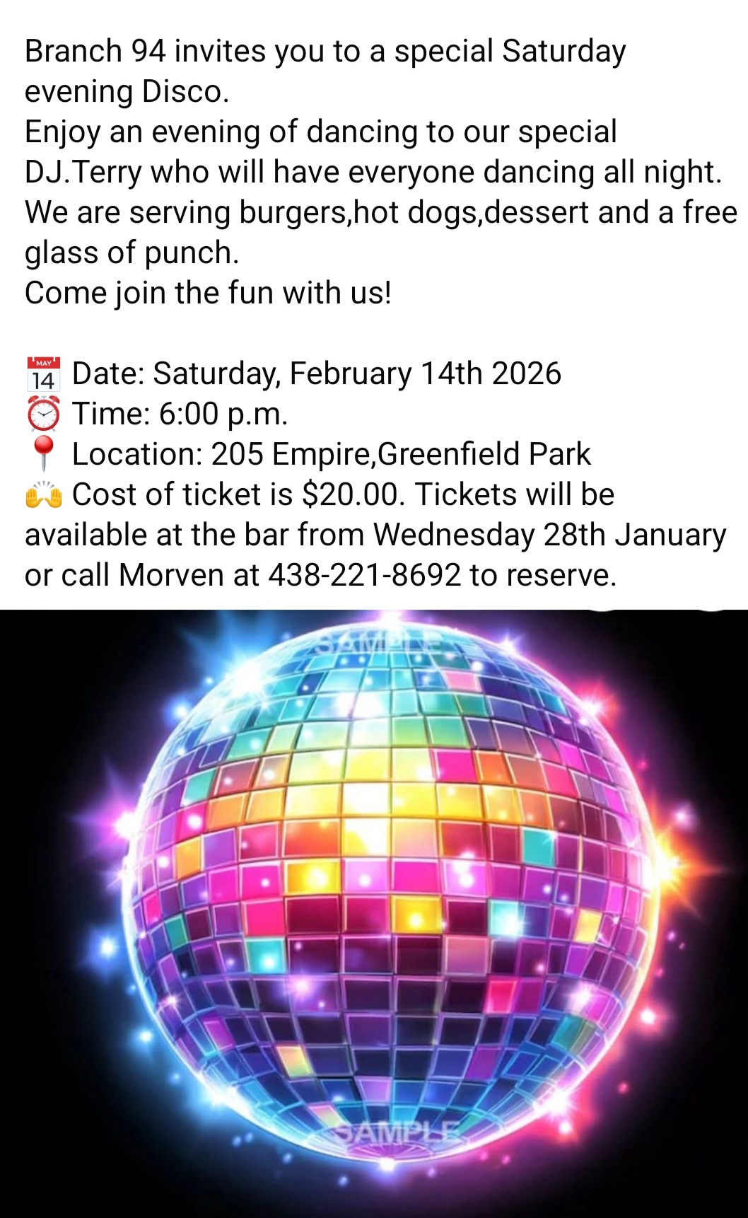 Disco Night Feb. 14